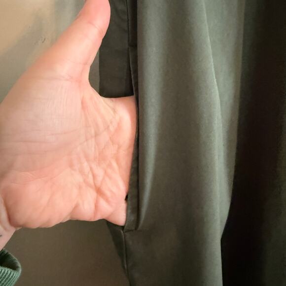 RYE | Hunter Green V Neck V Back Cotton Trapeze Minimalist Dress | Small - Picture 6 of 7